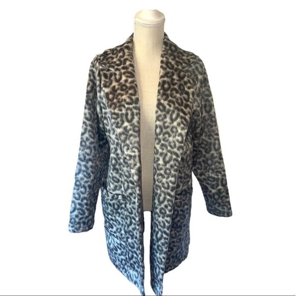 A New Day Gray & Black Leopard Print Open Front Jacket Size Large - Picture 4 of 15